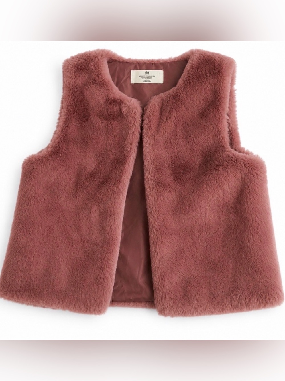 H&M Dusty Rose/Pink Faux Fur Vest; like new condition. Girls size 8/10